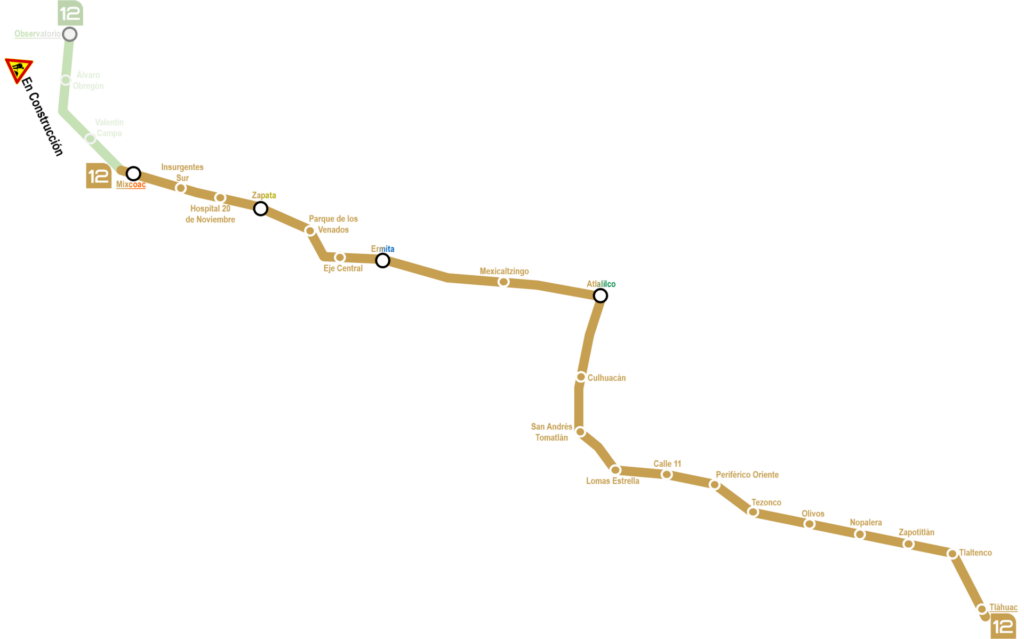 mapa metro cdmx línea 12